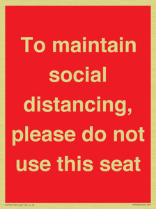 To maintain social distancing, please do not use this seat